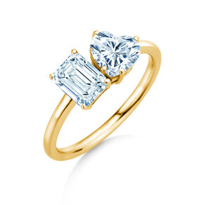 Verlovingsring Toi et Moi Emerald & Heart  in 9K geelgoud met Lab-grown diamanten 0,40ct E/VS