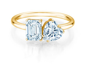 Verlovingsring Toi et Moi Emerald & Heart  in 9K geelgoud met Lab-grown diamanten 0,40ct E/VS
