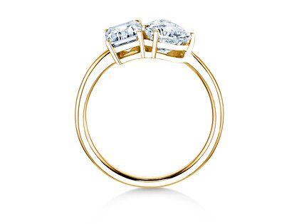 Verlovingsring Toi et Moi Emerald & Heart  in 9K geelgoud met Lab-grown diamanten 0,40ct E/VS