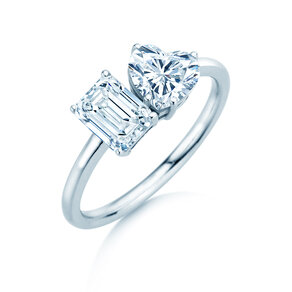 Verlovingsring Toi et Moi Emerald & Heart  in 14K witgoud met Lab-grown diamanten 0,40ct E/VS