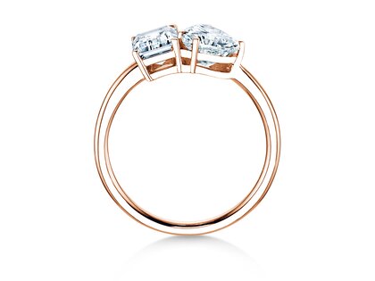 Verlovingsring Toi et Moi Emerald & Heart  in 9K roségoud met Lab-grown diamanten 1,20ct E/VS