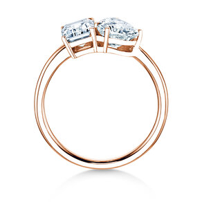 Verlovingsring Toi et Moi Emerald & Heart  in 9K roségoud met Lab-grown diamanten 1,20ct E/VS
