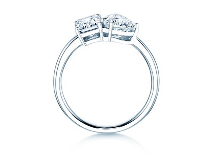 Verlovingsring Toi et Moi Emerald & Heart  in 14K witgoud met Lab-grown diamanten 0,40ct E/VS