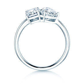 Verlovingsring Toi et Moi Emerald & Heart  in 14K witgoud met Lab-grown diamanten 0,40ct E/VS