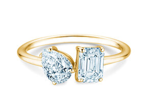 Verlovingsring Toi et Moi Pear & Emerald in 9K geelgoud met Lab-grown diamanten 0,30ct E/VS