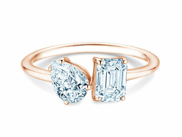 Verlovingsring Toi et Moi Pear & Emerald Lab-grown diamant