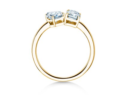 Verlovingsring Toi et Moi Pear & Emerald in 9K geelgoud met Lab-grown diamanten 0,30ct E/VS