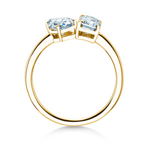 Verlovingsring Toi et Moi Pear & Emerald in 9K geelgoud met Lab-grown diamanten 0,30ct E/VS