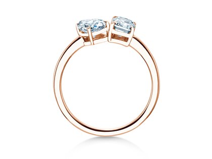 Verlovingsring Toi et Moi Pear & Emerald in 9K roségoud met Lab-grown diamanten 0,30ct E/VS