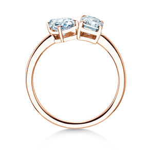 Verlovingsring Toi et Moi Pear & Emerald in 9K roségoud met Lab-grown diamanten 0,30ct E/VS