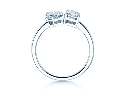 Verlovingsring Toi et Moi Pear & Emerald in 9K witgoud met Lab-grown diamanten 0,30ct E/VS