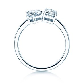 Verlovingsring Toi et Moi Pear & Emerald in 9K witgoud met Lab-grown diamanten 0,30ct E/VS