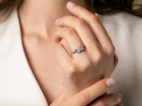 Verlovingsring Toi et Moi Pear & Emerald Lab-grown diamant