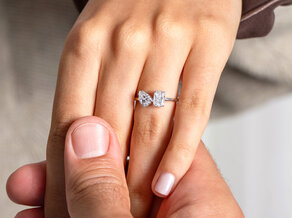 Verlovingsring Toi et Moi Pear & Emerald in 9K geelgoud met Lab-grown diamanten 0,30ct E/VS