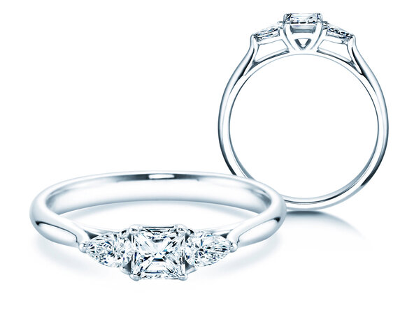 Verlovingsring Vivid Asscher in 14K witgoud met diamanten 0,53ct G/SI