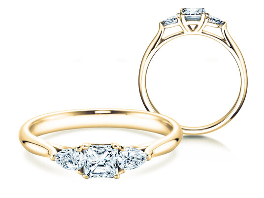 Verlovingsring Vivid Asscher in 14K geelgoud met diamanten 0,53ct G/SI