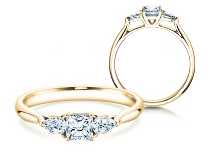 Verlovingsring Vivid Asscher in 14K geelgoud met diamanten 0,53ct G/SI