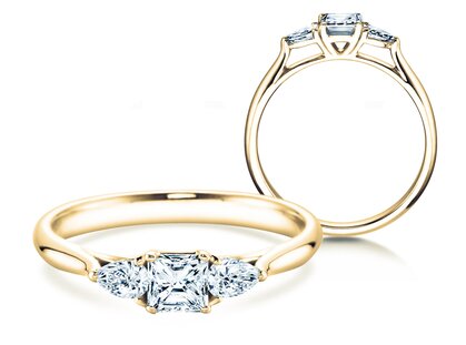 Verlovingsring Vivid Asscher in 14K geelgoud met diamanten 0,53ct G/SI