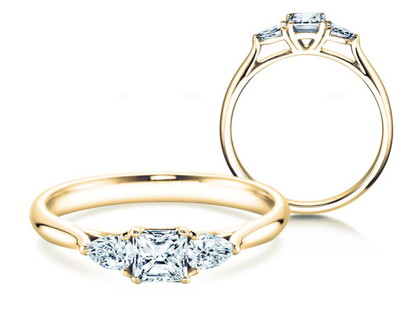 Verlovingsring Vivid Asscher in 14K geelgoud met diamanten 0,53ct G/SI