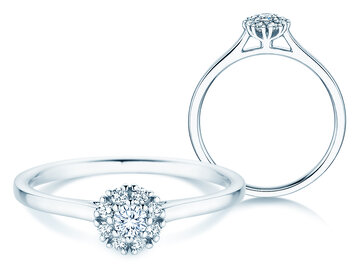 Verlovingsring Bloom in 9K witgoud met diamanten 0,22ct G/SI