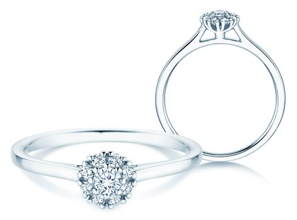 Verlovingsring Bloom in 9K witgoud met diamanten 0,22ct G/SI