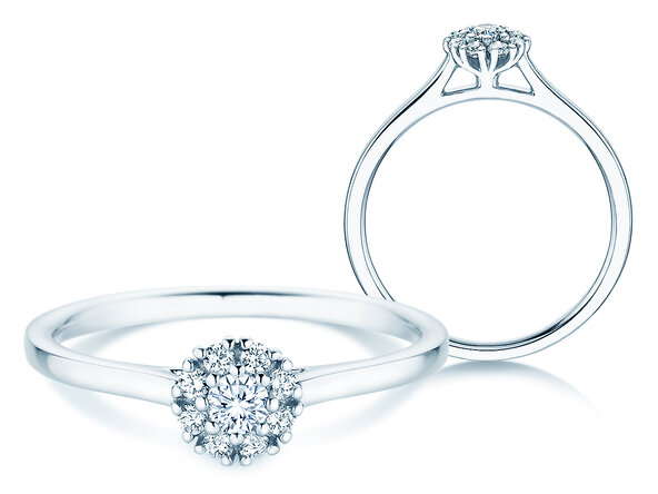 Verlovingsring Bloom in 14K witgoud met diamanten 0,22ct G/SI