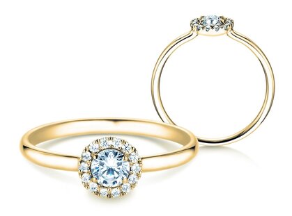 Verlovingsring Flower in 14K geelgoud met diamanten 0,33ct G/SI