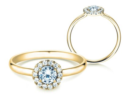 Verlovingsring Flower in 14K geelgoud met diamanten 0,49ct