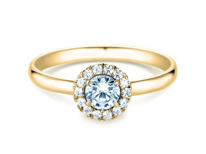 Verlovingsring Flower in 14K geelgoud met diamanten 0,49ct G/SI