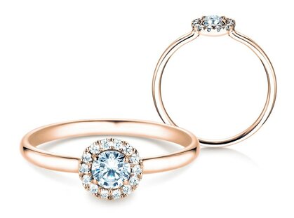 Verlovingsring Flower in 18K roségoud met diamanten 0,33ct
