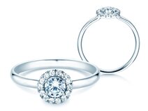Verlovingsring Flower in platina 950/- met diamanten 0,49ct G/SI