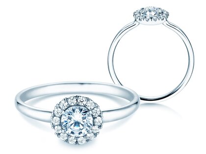 Verlovingsring Flower in 18K witgoud met diamanten 0,77ct G/SI