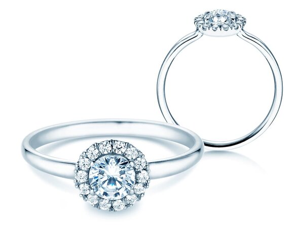 Verlovingsring Flower in 18K witgoud met diamanten 0,77ct G/SI