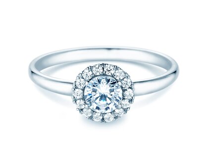 Verlovingsring Flower in 18K witgoud met diamanten 0,77ct G/SI