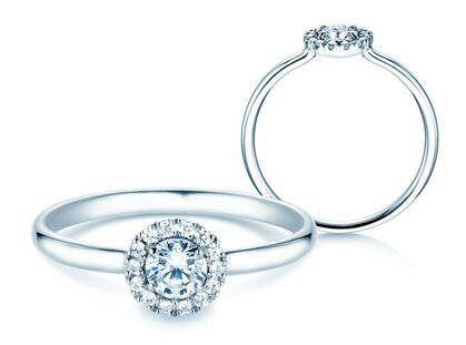 Verlovingsring Flower in platina 950/- met diamanten 0,33ct G/SI