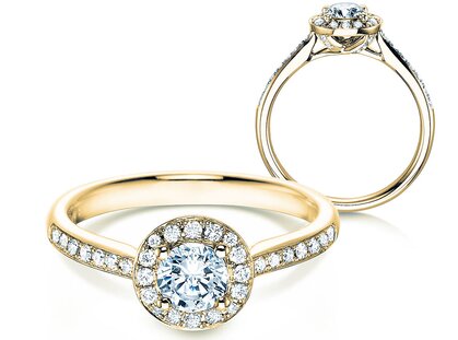 Verlovingsring Halo Classic in 18K geelgoud met diamanten 0,78ct G/SI