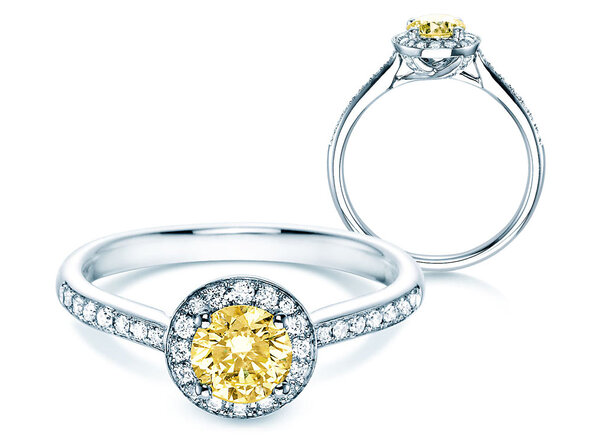 Verlovingsring Halo Intense in 18K witgoud met diamanten 0,78ct