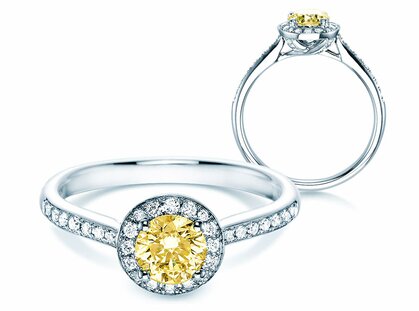 Verlovingsring Halo Intense in 18K witgoud met diamanten 0,78ct