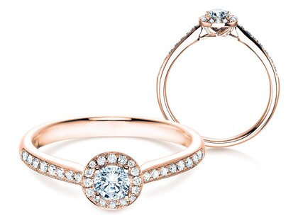 Verlovingsring Halo Petite in 18K roségoud met diamanten 0,50ct G/SI