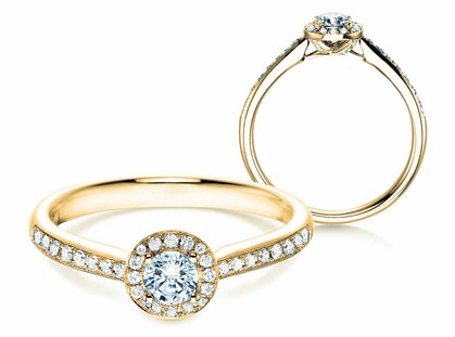 Verlovingsring Halo Petite in 18K geelgoud met diamanten 0,50ct G/SI