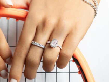 Verlovingsring Radiant Halo Pavé in 14K witgoud met diamanten 2,02ct G/SI