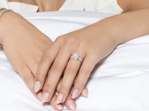 Verlovingsring Radiant Halo Pavé in 14K witgoud met diamanten 2,02ct G/SI