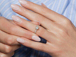 Verlovingsring Radiant Halo Pavé in 9K witgoud met diamanten 0,58ct G/SI