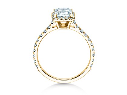 Verlovingsring Radiant Halo Pavé in 14K geelgoud met diamanten 2,02ct G/SI