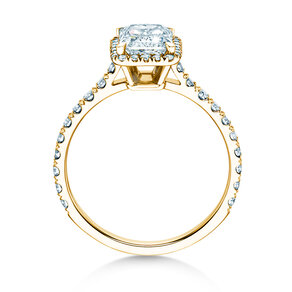 Verlovingsring Radiant Halo Pavé in 14K geelgoud met diamanten 2,02ct G/SI