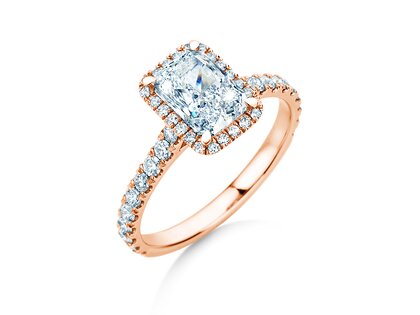 Verlovingsring Radiant Halo Pavé in roségoud