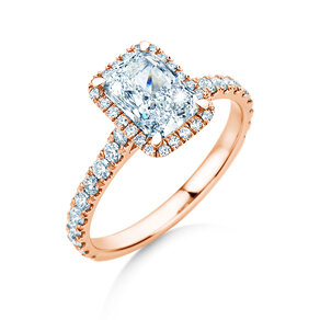 Verlovingsring Radiant Halo Pavé in roségoud