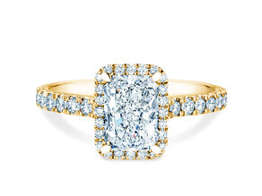Verlovingsring Radiant Halo Pavé in 14K geelgoud met diamanten 2,02ct G/SI