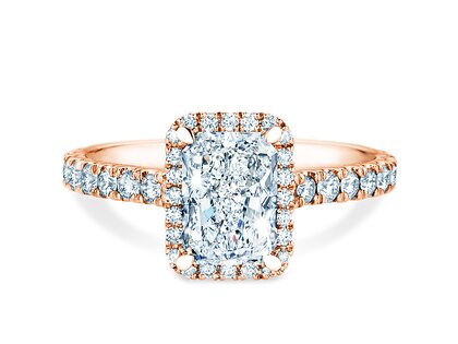 Verlovingsring Radiant Halo Pavé in roségoud
