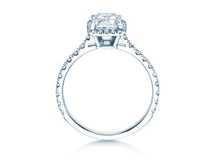 Verlovingsring Radiant Halo Pavé in 14K witgoud met diamanten 2,02ct G/SI